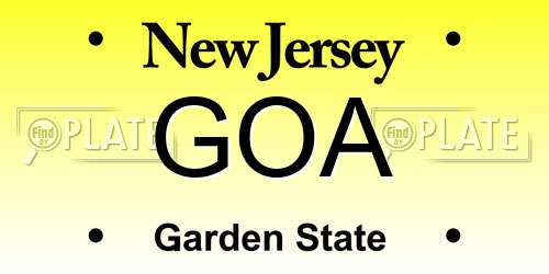 GOA New Jersey License Plate