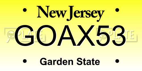 GOAX53 New Jersey License Plate