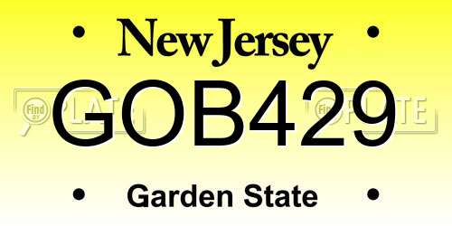 GOB429 New Jersey License Plate