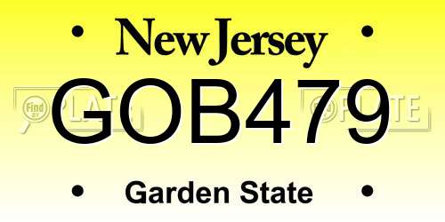 GOB479 New Jersey License Plate