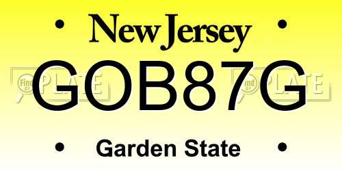 GOB87G New Jersey License Plate