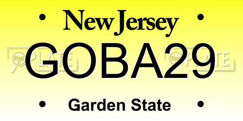 GOBA29 New Jersey License Plate