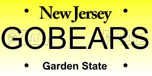 GOBEARS New Jersey License Plate