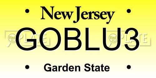 GOBLU3 New Jersey License Plate