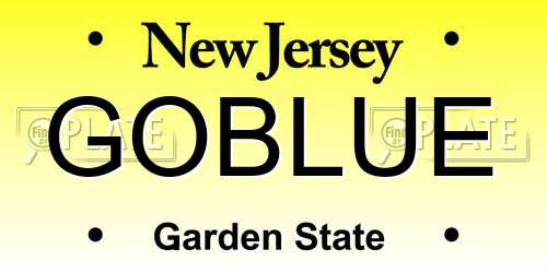 GOBLUE New Jersey License Plate