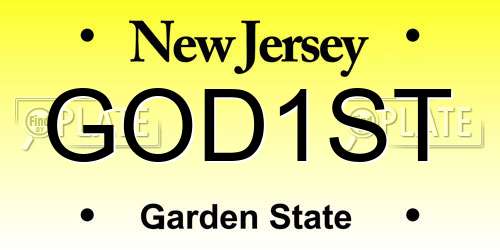 GOD1ST New Jersey License Plate