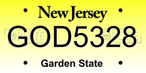 GOD5328 New Jersey License Plate