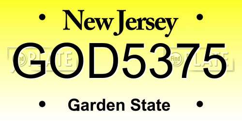 GOD5375 New Jersey License Plate