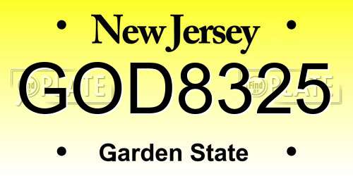 GOD8325 New Jersey License Plate