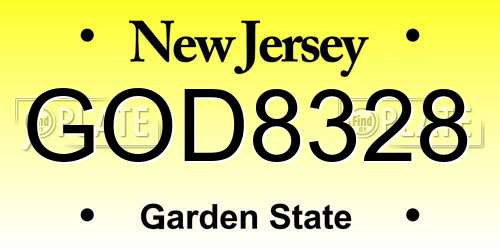 GOD8328 New Jersey License Plate