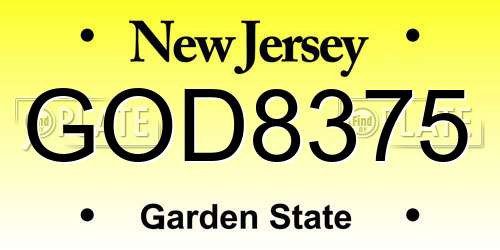 GOD8375 New Jersey License Plate