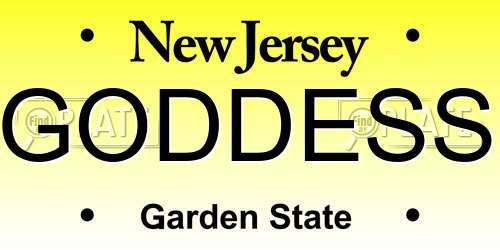 GODDESS New Jersey License Plate