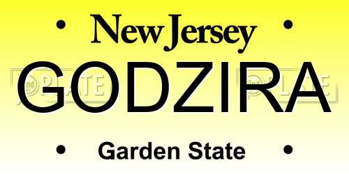 GODZIRA New Jersey License Plate