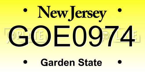 GOE0974 New Jersey License Plate