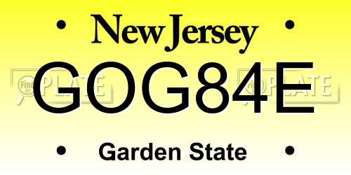 GOG84E New Jersey License Plate