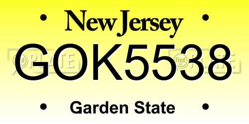 GOK5538 New Jersey License Plate