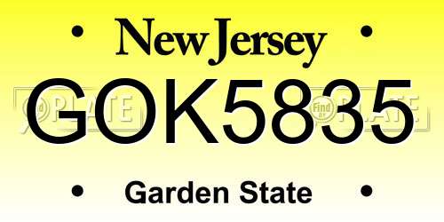 GOK5835 New Jersey License Plate