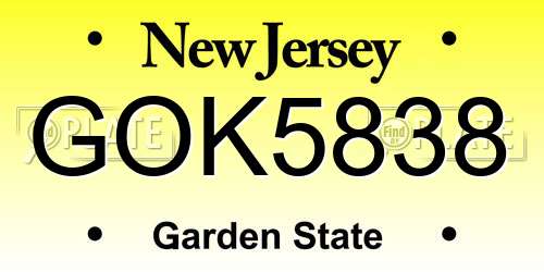 GOK5838 New Jersey License Plate