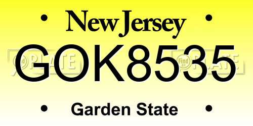GOK8535 New Jersey License Plate