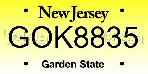 GOK8835 New Jersey License Plate