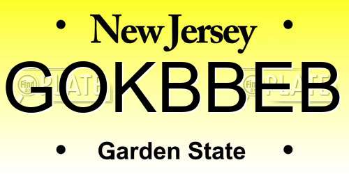 GOKBBEB New Jersey License Plate
