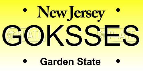 GOKSSES New Jersey License Plate