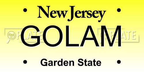 GOLAM New Jersey License Plate