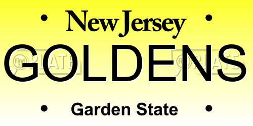 GOLDENS New Jersey License Plate