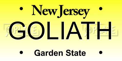 GOLIATH New Jersey License Plate