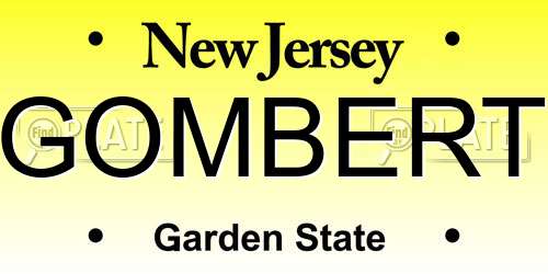 GOMBERT New Jersey License Plate