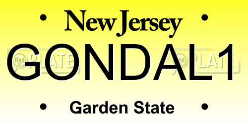 GONDAL1 New Jersey License Plate