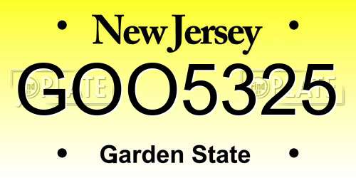 GOO5325 New Jersey License Plate