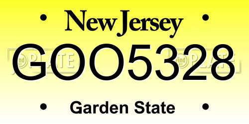 GOO5328 New Jersey License Plate
