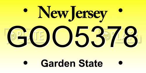 GOO5378 New Jersey License Plate
