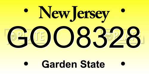 GOO8328 New Jersey License Plate