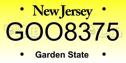 GOO8375 New Jersey License Plate