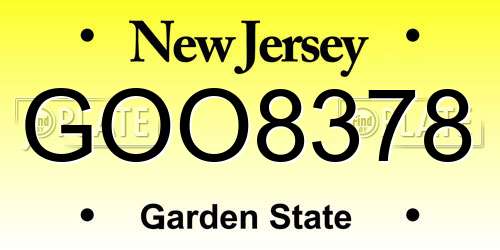 GOO8378 New Jersey License Plate