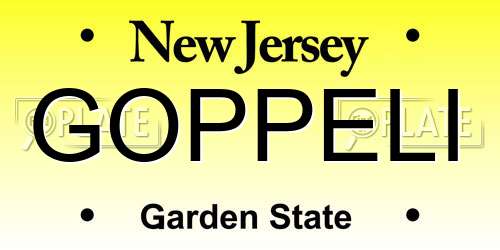 GOPPELI New Jersey License Plate