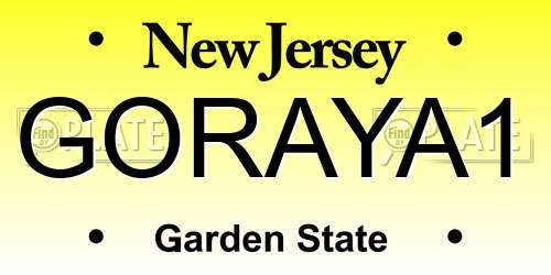 GORAYA1 New Jersey License Plate