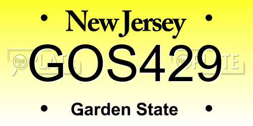 GOS429 New Jersey License Plate