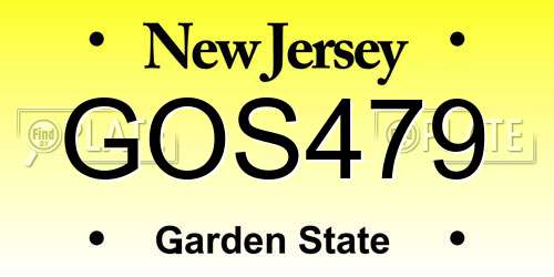 GOS479 New Jersey License Plate