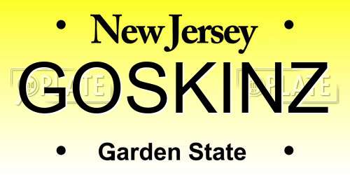 GOSKINZ New Jersey License Plate