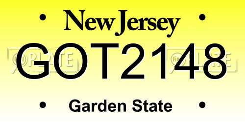 GOT2148 New Jersey License Plate
