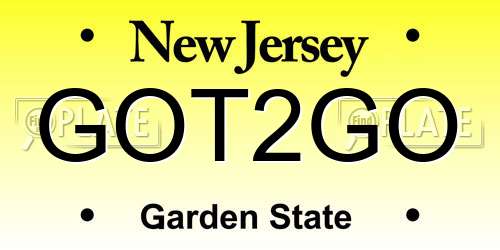 GOT2GO New Jersey License Plate