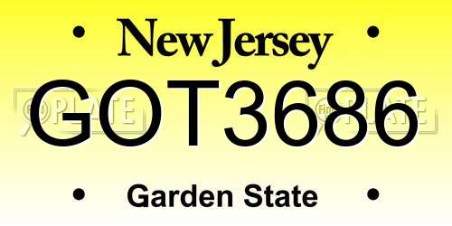 GOT3686 New Jersey License Plate