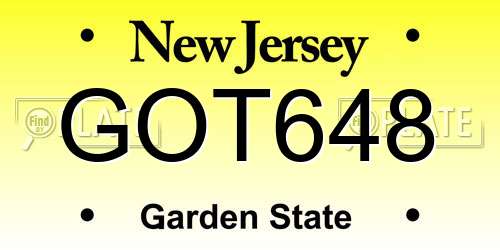 GOT648 New Jersey License Plate