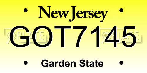 GOT7145 New Jersey License Plate