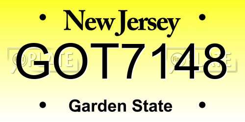 GOT7148 New Jersey License Plate