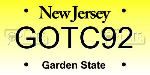 GOTC92 New Jersey License Plate