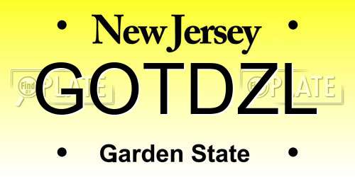 GOTDZL New Jersey License Plate
